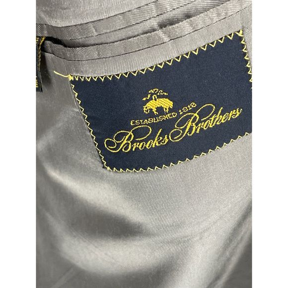 Brooks Brother 346 Herringbone Blazer Men 43 R Gray Multicolor Wool Jacket Suit - Picture 4 of 12